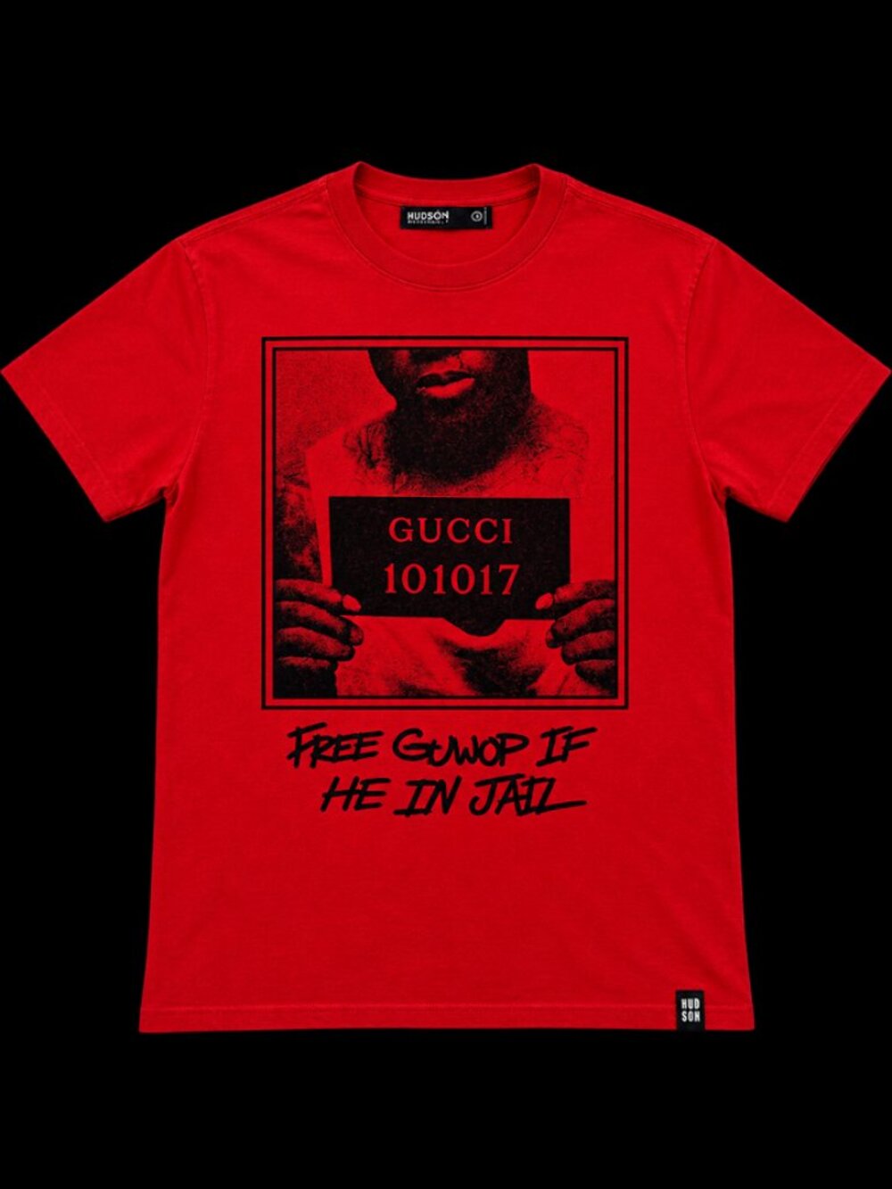 The Hudson Red Gucci 1017 Free Guwop Graphic T-Shirt in size M is a stylish and